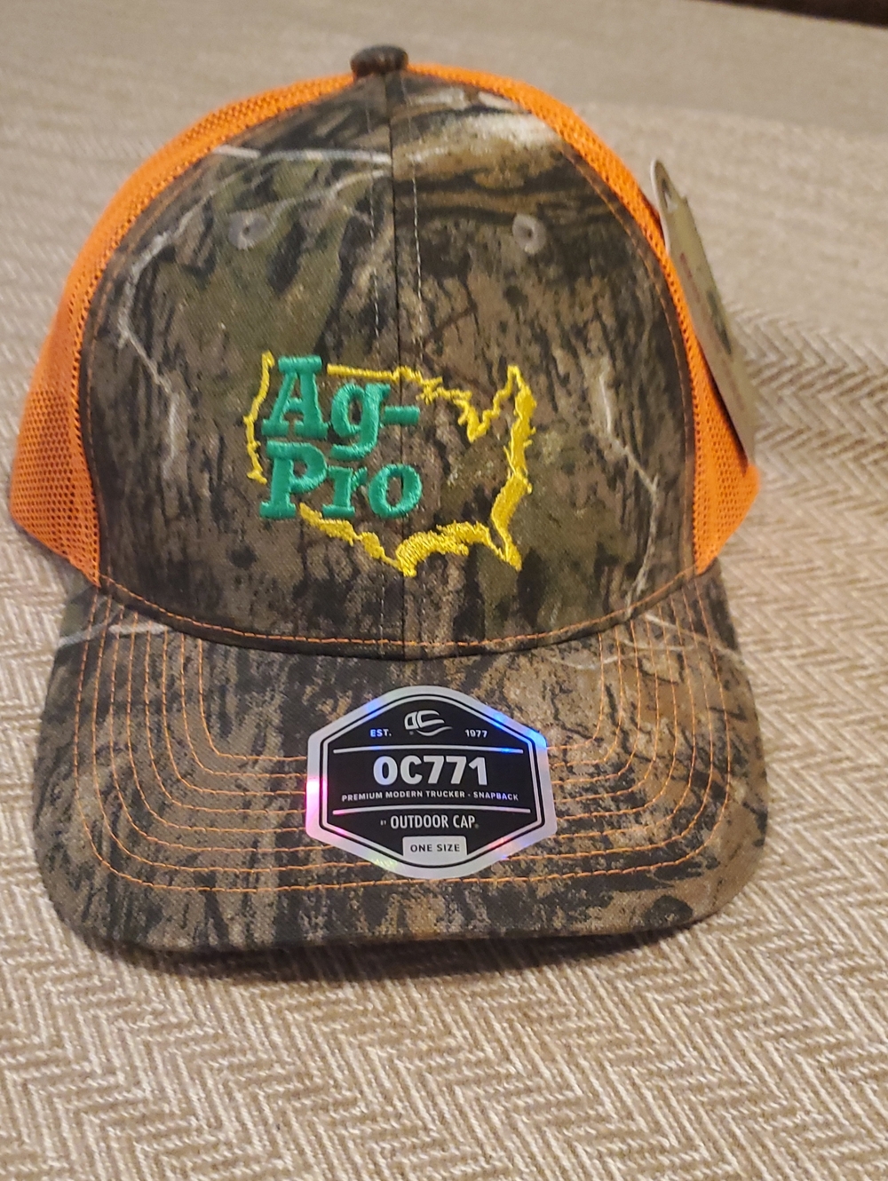 Men's Camo Orange Mesh Back Trucker Cap